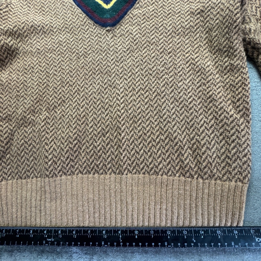Polo Ralph Lauren Sweater Mens Medium Brown Herringbone Wool Cashmere V-Neck - Picture 5 of 14